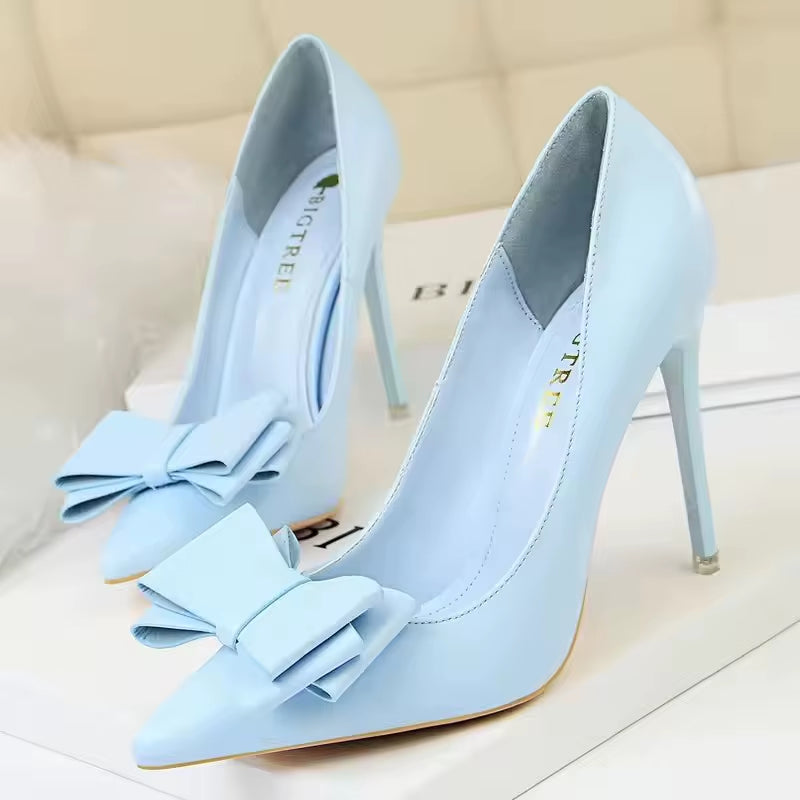 BIGTREE Shoes Bow-Knot Pumps Women High Heels 2026 Fashion Women Heels Lady Stiletto Shoes Wedding Shoes Classic Pumps Footwear