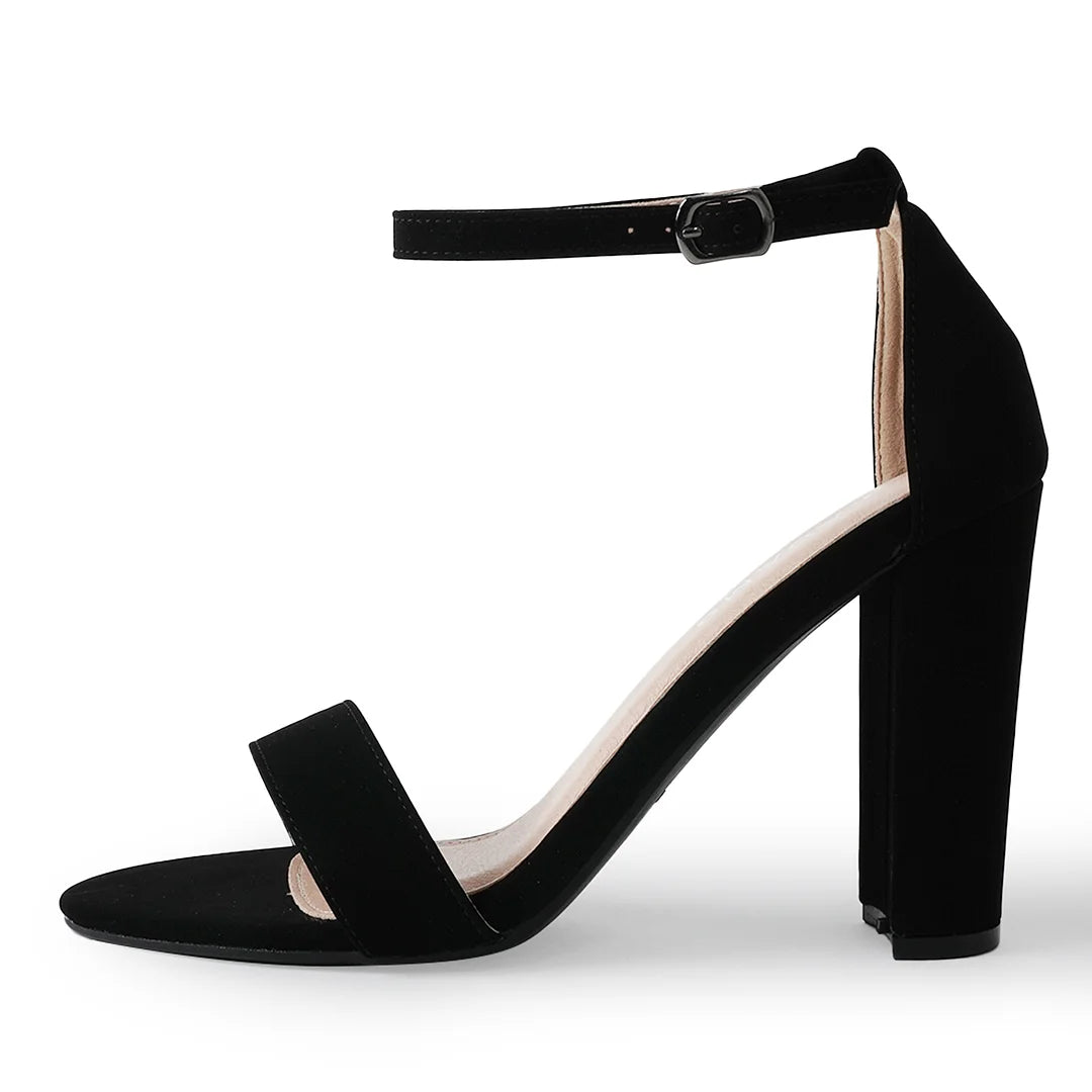 Shirley High Silver Comfortable Heels for Women | Open Toe Ankle Strap Sandal Block Heel Dress Platform