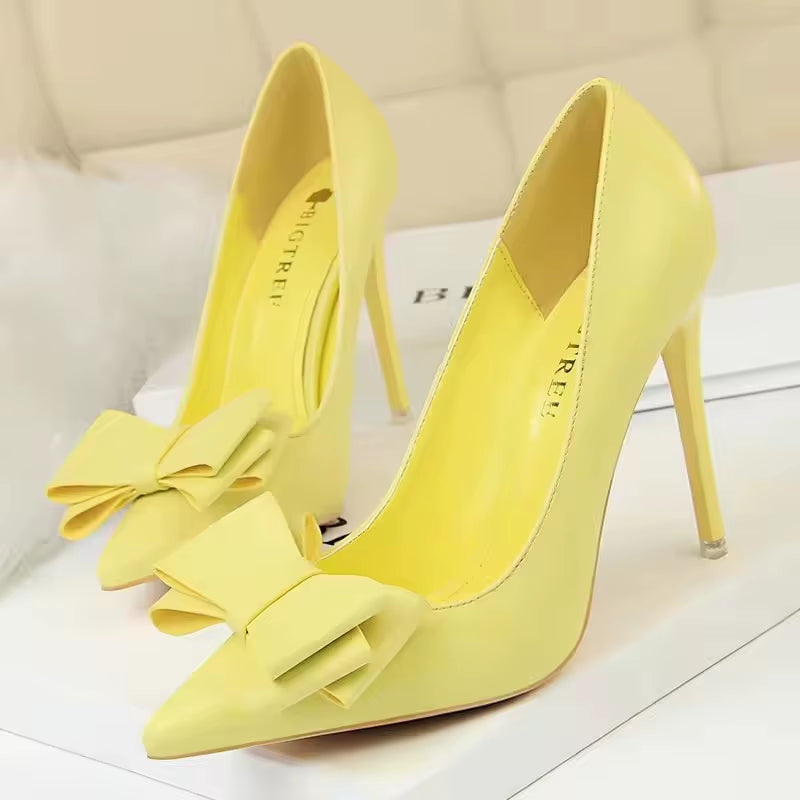 BIGTREE Shoes Bow-Knot Pumps Women High Heels 2026 Fashion Women Heels Lady Stiletto Shoes Wedding Shoes Classic Pumps Footwear