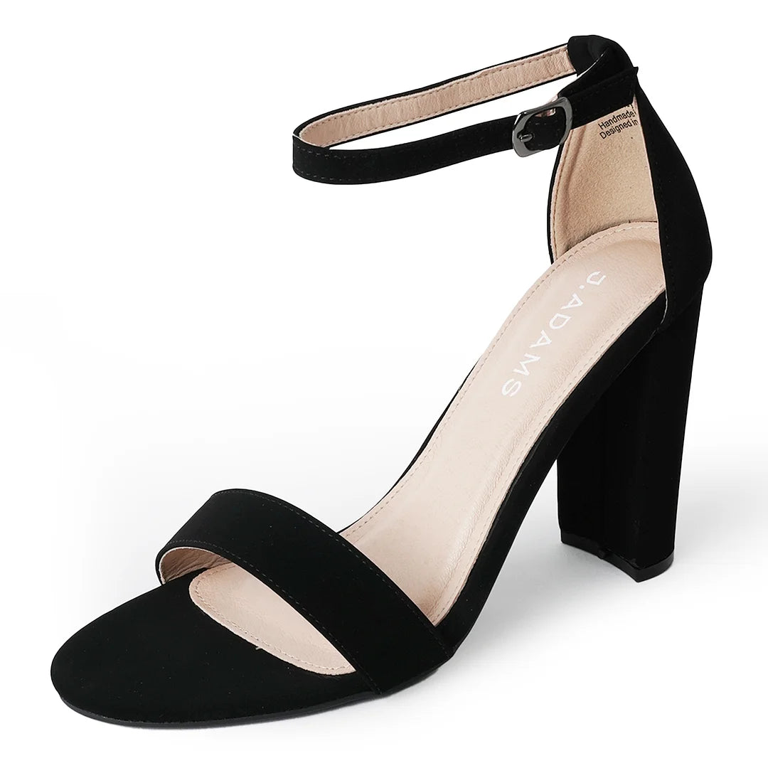 Shirley High Silver Comfortable Heels for Women | Open Toe Ankle Strap Sandal Block Heel Dress Platform