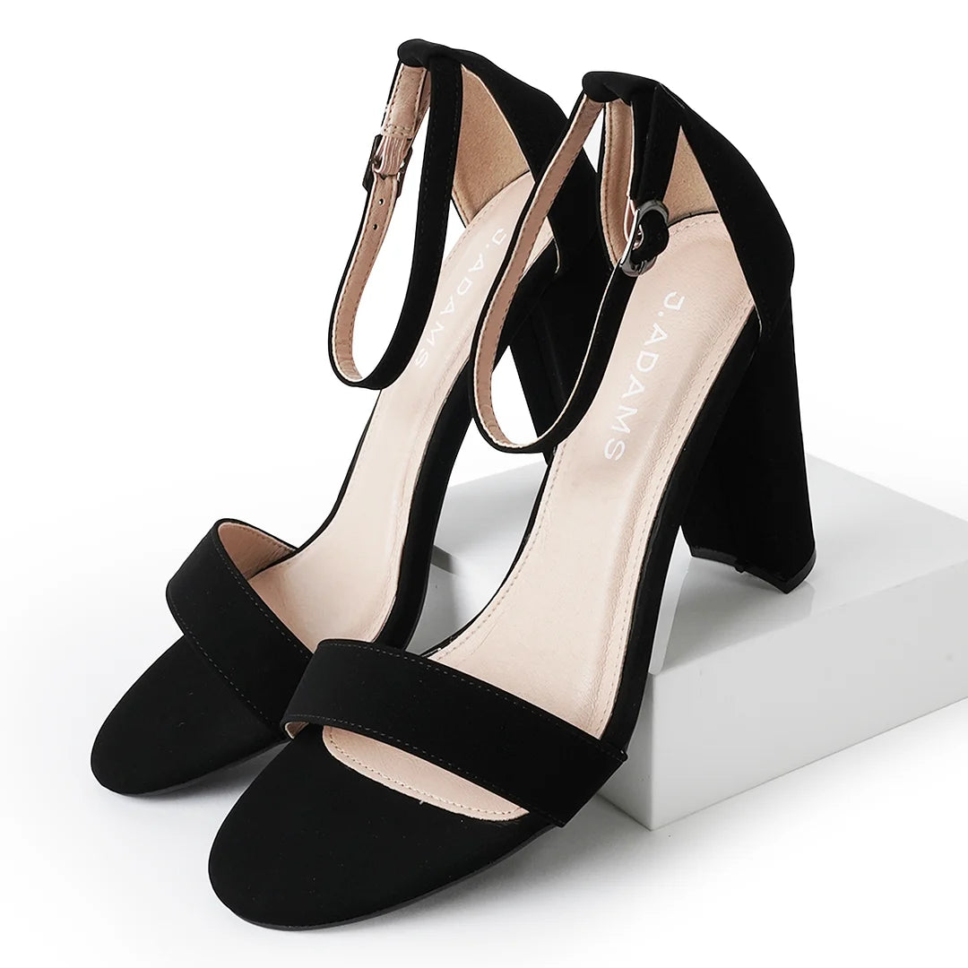 Shirley High Silver Comfortable Heels for Women | Open Toe Ankle Strap Sandal Block Heel Dress Platform