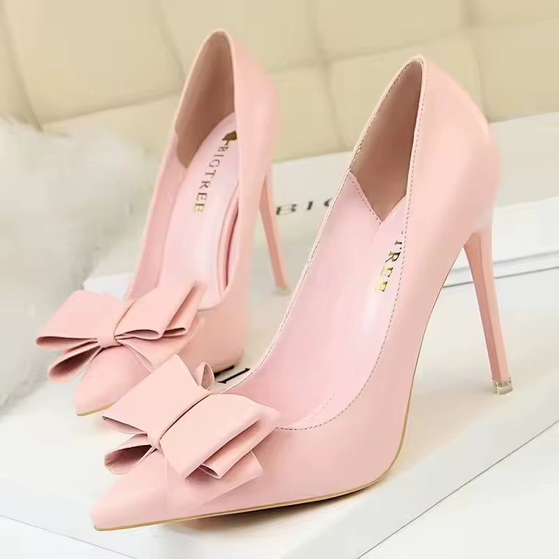 BIGTREE Shoes Bow-Knot Pumps Women High Heels 2026 Fashion Women Heels Lady Stiletto Shoes Wedding Shoes Classic Pumps Footwear
